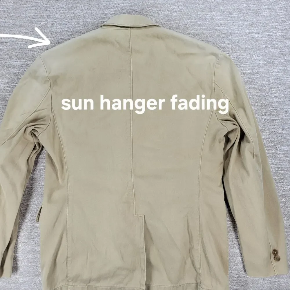 Vintage Polo Ralph Lauren 3 Button Blazer Jacket Mens 42R Khaki Tan Cotton Twill - Picture 10 of 16